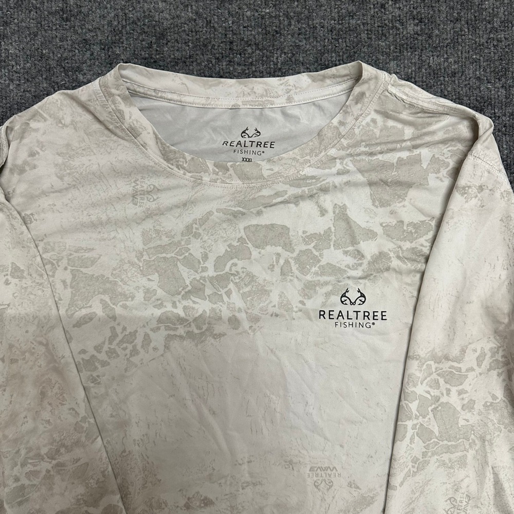 Realtree Fishing Shirt Mens XXXL Tan Camo Performance Long Sleeve Athletic Mesh